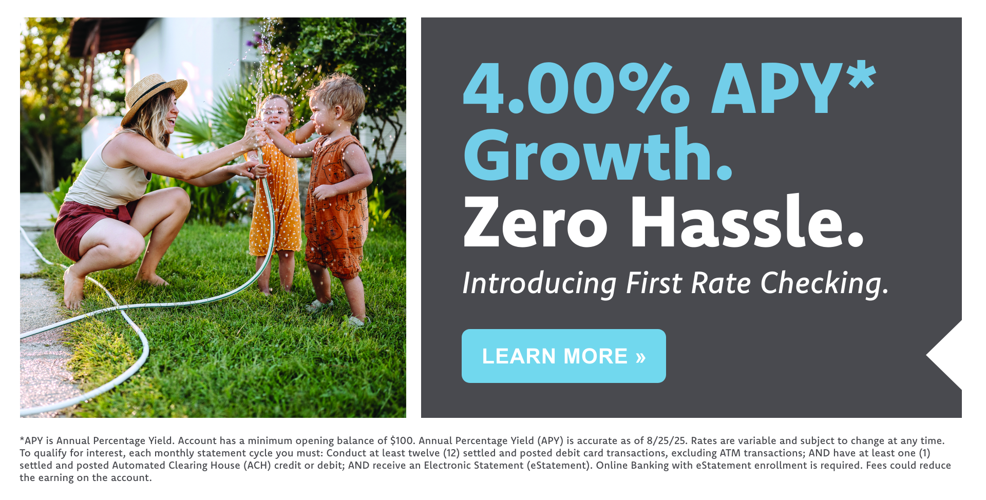 women with kids and hose and checking advertisement